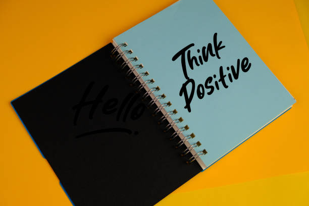 istock text Think Positive on a notebook and pen on isolated yellow background 2164161987