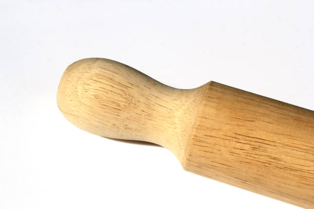 istock Wooden rolling pin kitchen utensil on a white background 2164166387