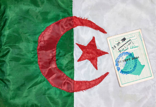 algeria flag textile with election vote card