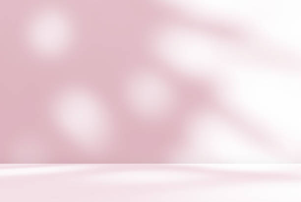 istock Empty pink colour room studio with sunlight effect shadow on the floor and wall for product presentation. 2164178955
