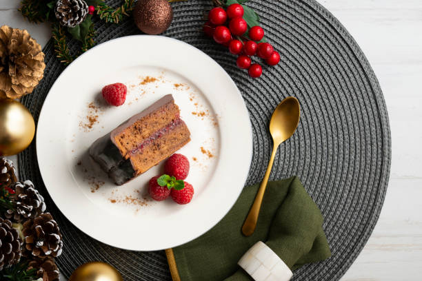 istock Delicious original sacher chocolate cake from an overhead perspective. 2164179317