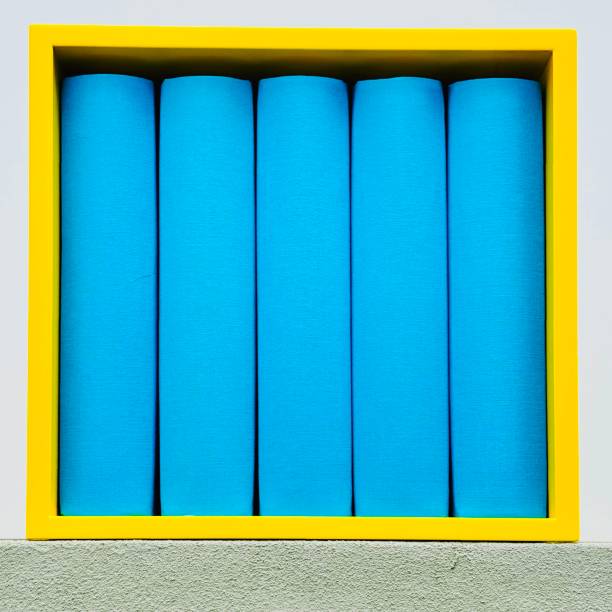 Blue book replicas in a yellow squared box