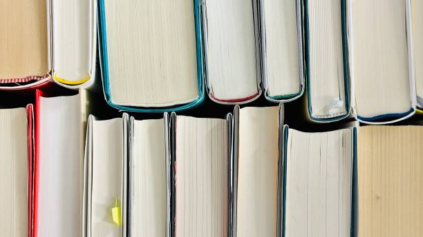 istock Book rows seen from the white crop sides 2164182870