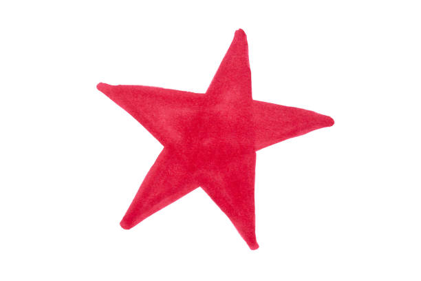 Red star drawn with marker on white background, clipping path