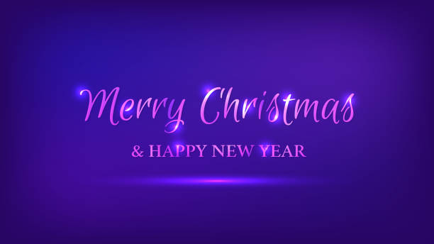 istock Merry Christmas and Happy New Year neon background 2164185701