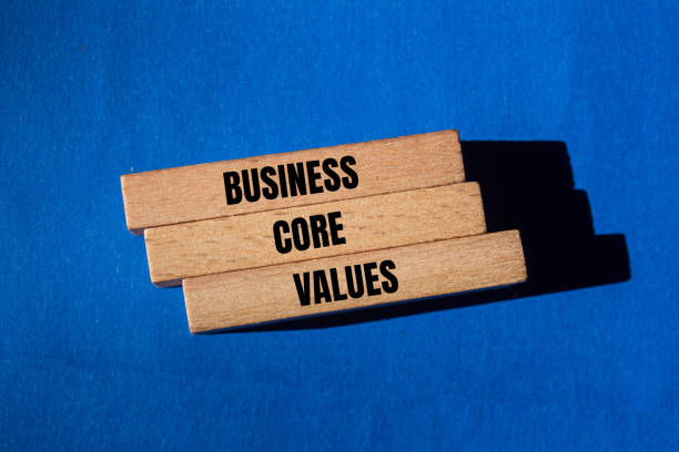 istock Business core values message written on wooden blocks with blue background 2164189169