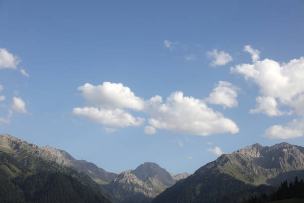 Xinjiang, China has beautiful scenery with snow capped mountains all year round, and the peaks are shrouded in smoke, which is very beautiful