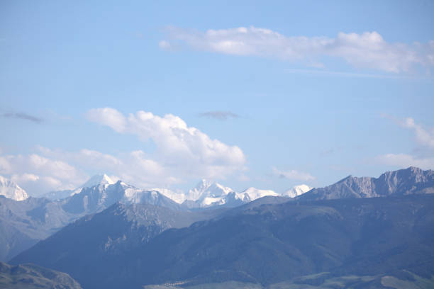 Snow covered peaks of a Tian Shan mountain range