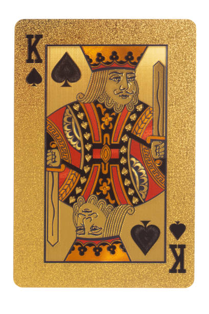 Card shark the king of hearts. This stock image has a vertical composition and a dark vintage wallpaper background.
