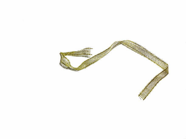 Transparent Gold Ribbon Shiny on White Background