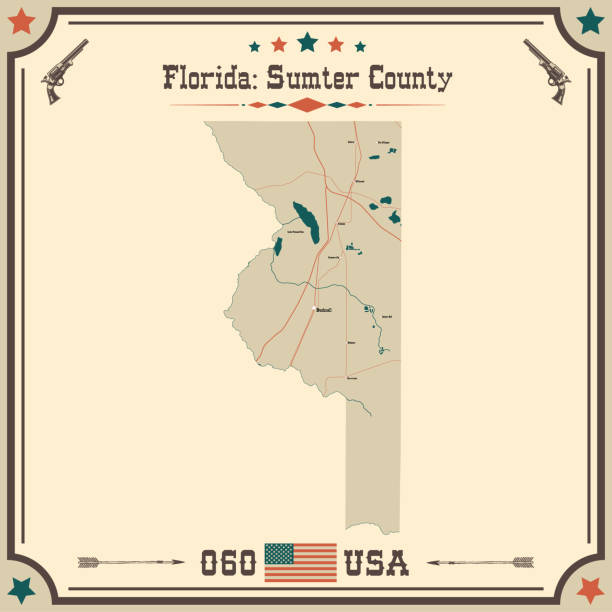 Large And Accurate Map Of Sumter County Florida Usa With Vintage Colors Large And Accurate Map Of Sumter County Florida Usa With Vintage Colors 