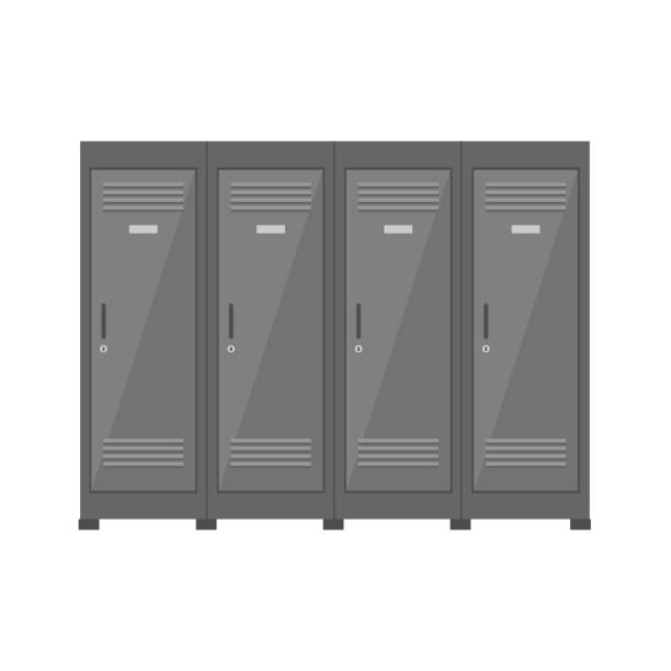 istock Metal locker cabinets for school, gym, swimming pool isolated on white background. 2164207371