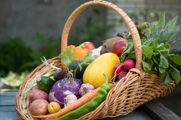 istock A large wicker basket with various fruits and vegetables 2164223656