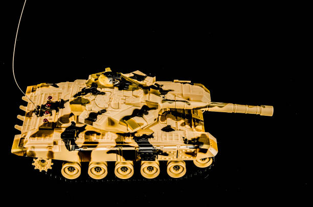 green khaki model of the soviet russian tank t 34 stands on the windowsill military old toy