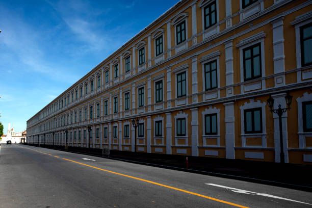 empty road with beautiful architecture in Bangkok Thailand.
