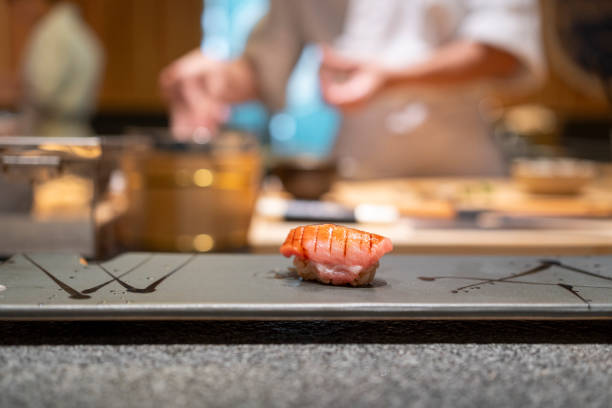 istock Chef is making Japanese Omakase in the restaurant 2164230929