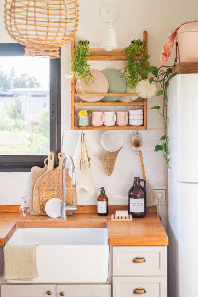 istock Rustic style country house kitchen sink. 2164237208