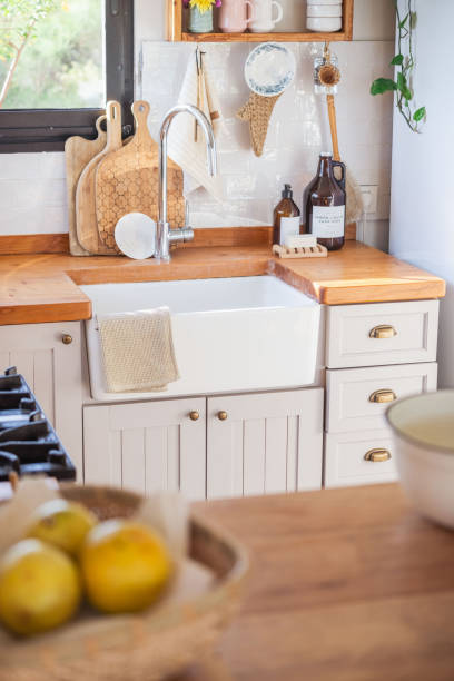 istock Rustic style country house kitchen sink. 2164237247