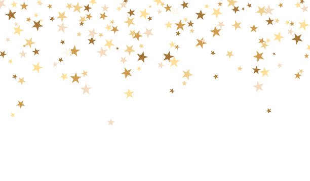 istock Confetti stars background. Gold stars falling banner, border 2164237465