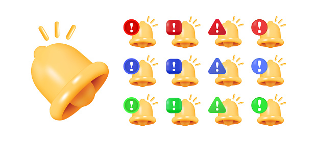 Gold Point Symbol Gold Bell With Exclamation Mark And Point Symbols For Mobile Apps And ...