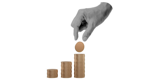 istock hand holding gold coin. Art collage, clipping path, 3D render 2164246367