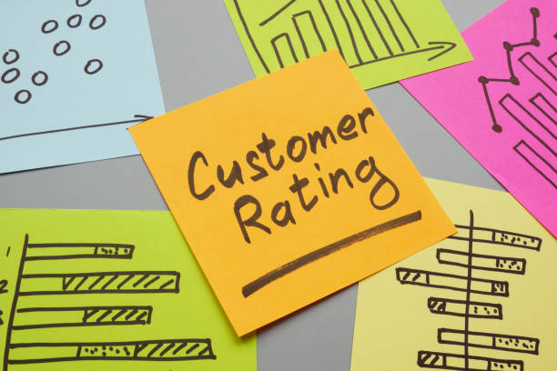 istock Stickers with charts about customer rating. 2164246909