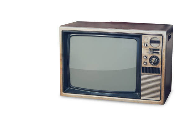 istock old black and brown television on white background, technology, object, decor, decoration, ancient, antique, copy space 2164253867