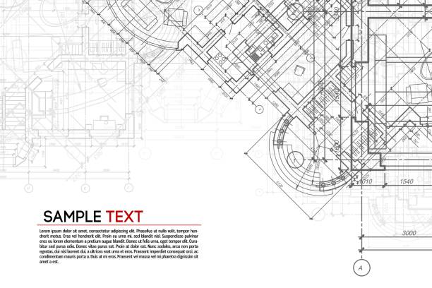 Architectural background. Building construct plan. Architectural background. Building construct plan. Interior design sketch draw. Home floor architect pattern. Office reconstruction project. Abstract technology illustration. Vector blueprint. floor plan blueprint stock illustrations