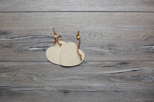 Hearts on wooden background