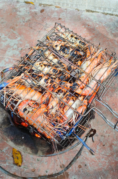 Deliciously Grilled Shrimp on the BBQ, Ready to Serve