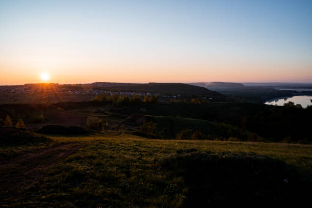 Rural landscape and sunset