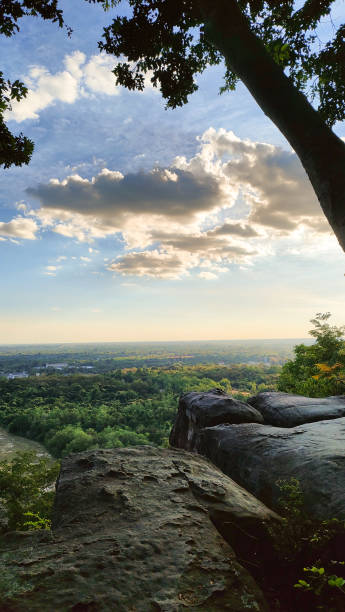istock Stunning Cliffside View Overlooking a Sea of Trees and Lush Greenery 2164261328