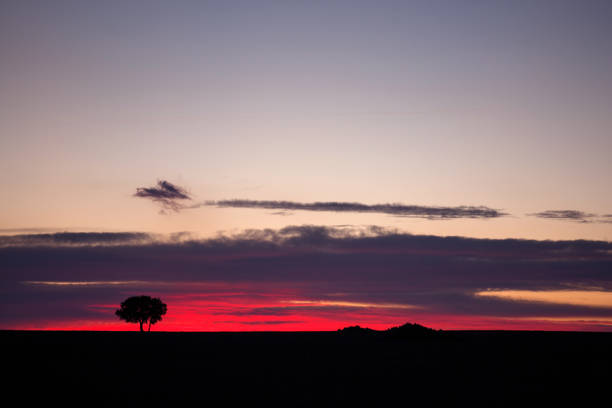 Beautiful sunset sky with rural landscape.Neufarn - Germany.