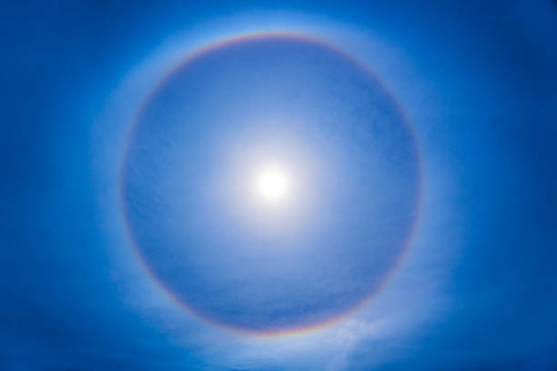 Halo cirrostratus clouds in blue sky.
