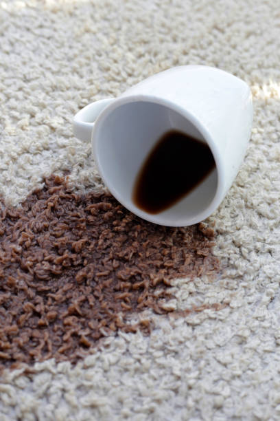 istock Coffee spilled on carpet, Coffee stain 2164271262
