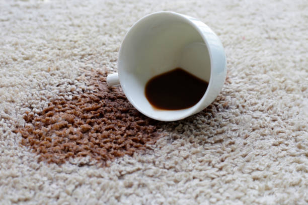 istock Coffee spilled on carpet, Coffee stain 2164271314