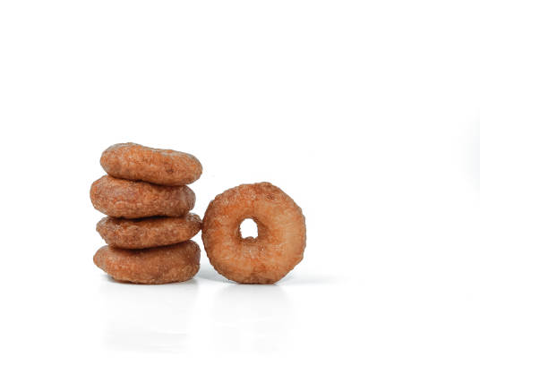 Kue Cincin or Ali Agrem, Traditional Indonesian Snack from West Java, Indonesia. Made from Rice FLour and Palm Sugar, Copy Space