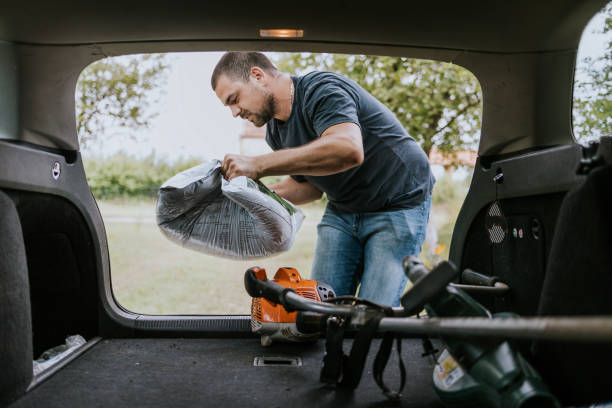 istock Young man unloading equipment from car to plant trees in nature during daylight 2164280037