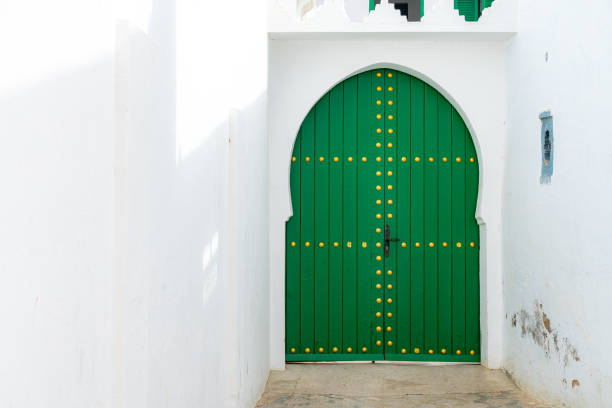 Traditional ornamental Tunisian door, detail from typical Mediterranean Arabic architecture
