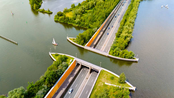 istock Veluwemeer Aquaduct: Dutch Highway Crosses Water 2164291333
