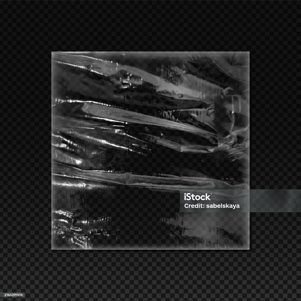 Kunststoff- oder Vinylfolientextur mit Falten, Vektor realistische gestreckte Polyethylen-Frischhaltefolie, PVC-Square-Pack-Overlay - Lizenzfrei Am Rand Vektorgrafik Kunststoff- oder Vinylfolientextur mit Falten, Vektor realistische gestreckte Polyethylen-Frischhaltefolie, PVC-Square-Pack-Overlay - Lizenzfrei Am Rand Vektorgrafik