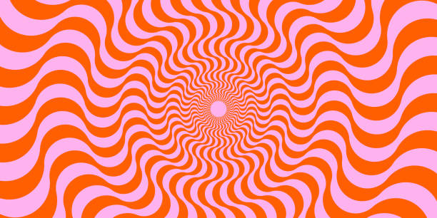 Optical illusion background. Red and pink abstract distorted wavy lines surface. Radial waves poster design. Trippy sunburst illusion wallpaper. Vector spinning hypnotic illustration Optical illusion background. Red and pink abstract distorted wavy lines surface. Radial waves poster design. Trippy sunburst illusion wallpaper. Vector spinning hypnotic illustration Psychedelic stock illustrations