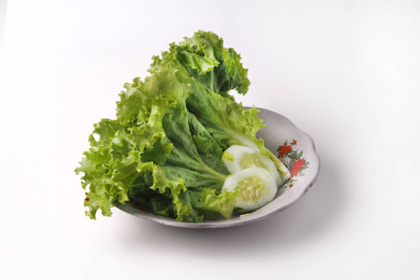 lettuce and cucumber on a plate,