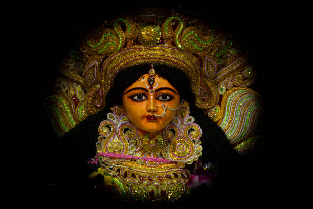 istock Goddess Durga Face in Happy Durga Puja 2164297487