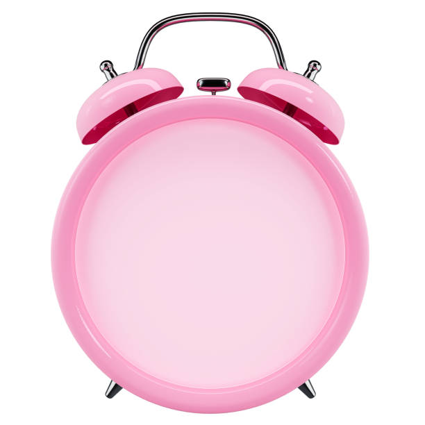 istock Clock time classic mockup, pink pastel, isolated on white background, 3d illustration 2164300369