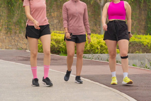istock Three unrecognizable latin Women Walking on Path in Sportswearyoun 2164300826