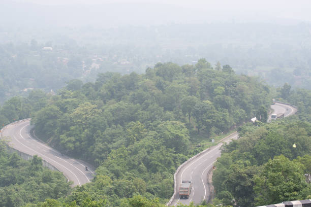 curvy hill roads at patratu valley with abundant greenery