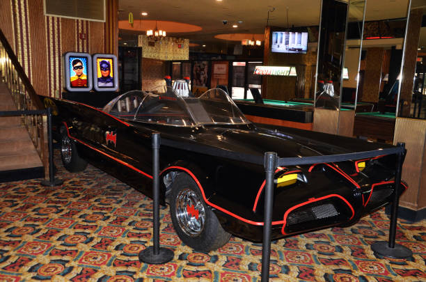 Experience the iconic Batmobile at the Nugget in Carson City, NV. This sleek and powerful sports car is a sight to behold. Carson City Nugget It is located on Carson City NV, USA.  Photo taken on April 15, 2023