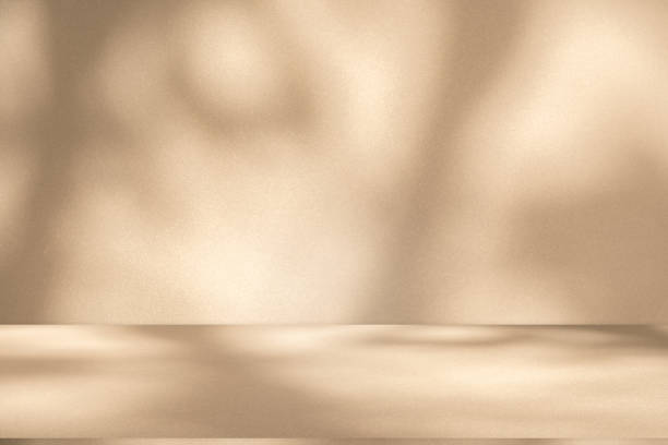 istock Studio style background wall decoration presentation uses white and beige tones. with shadows cast from a nearby window, concept creating a decorative 2164304835