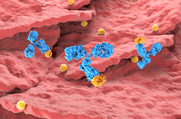 istock Monoclonal antibody therapy in Psoriasis - closeup view 3d illustration 2164305507